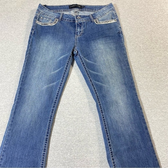 Twentyone Black Jeans Women 9/10R Blue Low Rise Slim Boot Sequins Casual Denim - Picture 3 of 16